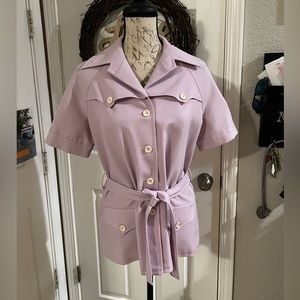 Women’s VINTAGE lavender button up top with belt by The Gathering. Size 12